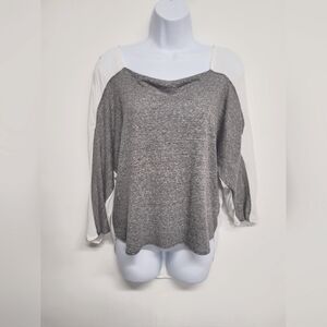 Ogle Semi Sheer Top S Hi Low 3/4 Sleeve